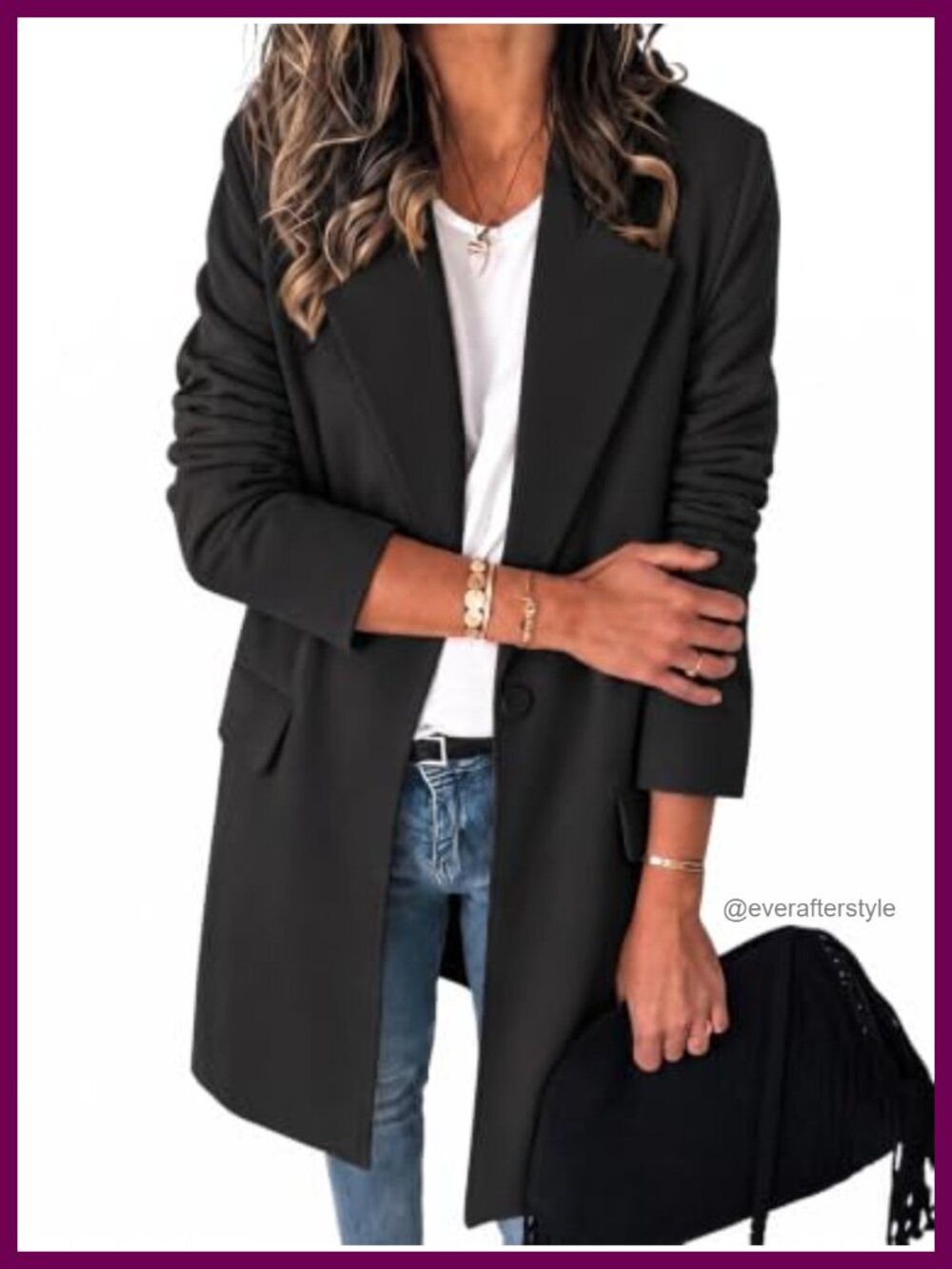 Womens Long Blazer Business Casual Open Front Lapel Suit Jacket